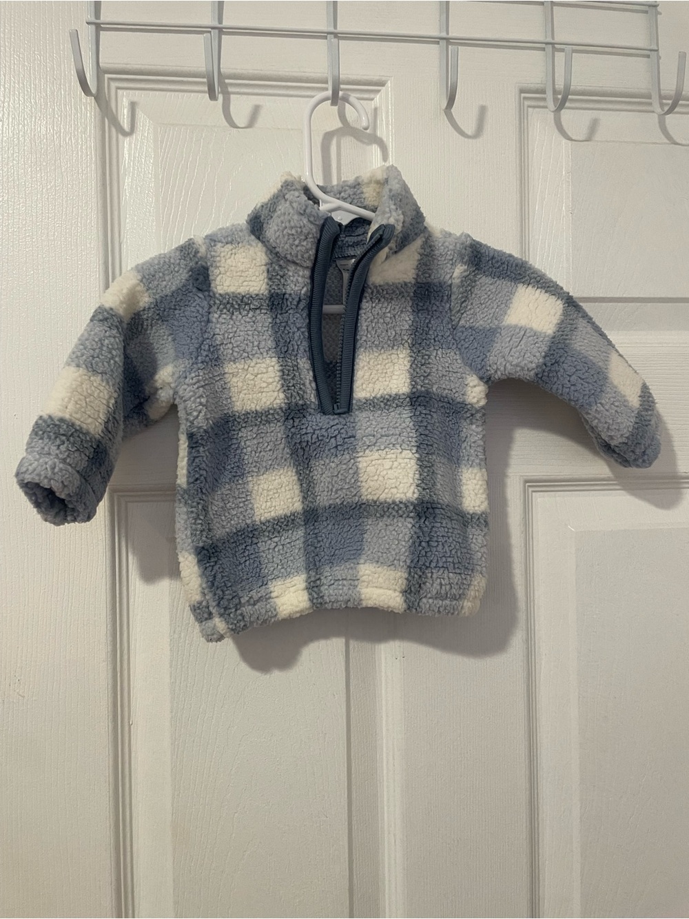 Carter's Plush Check Quarter-Zip Pullover - Blue & Cream